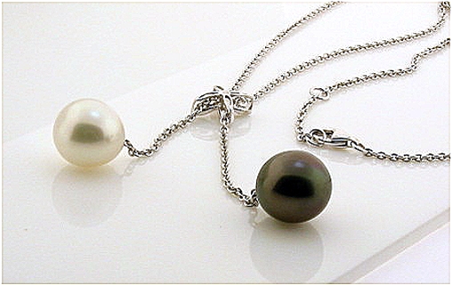 10.10MM & 11MM Tahitian & South Sea Pearl Lariat Necklace, 0.07 Ct. 18K White Gold 17+1.75 In.