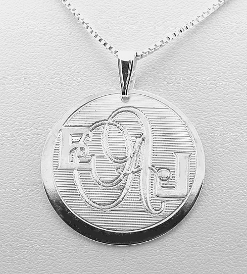 Double Font Design Monogram Initial Pendant w/Chain 18in, Sterling Silver