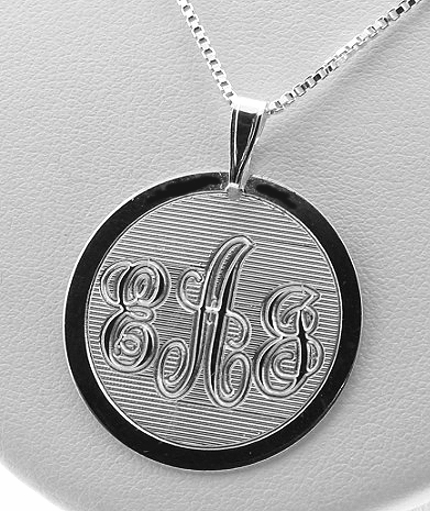 Script Font Monogram Initial Pendant w/Chain 18in, Sterling Silver