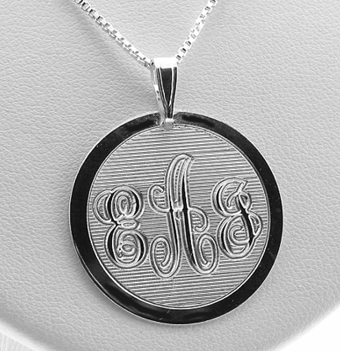 Script Font Monogram Initial Pendant w/Chain 18in, Sterling Silver