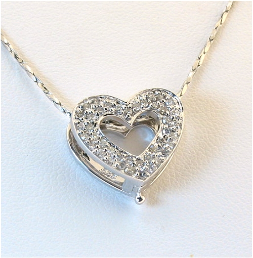 0.23Ct. Diamond Heart Pendant; 14K White Gold