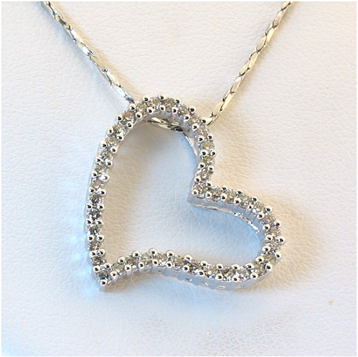 Heart Diamond Pendant; 0.49 Ct. 14k White Gold; 2.1 Grams