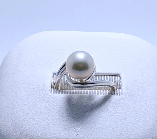 9-9.5MM White Freshwater Pearl Solitaire Ring, Sterling Silver, Size 7.2