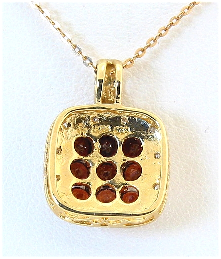 Genuine Garnet & Diamond Pendant 14K