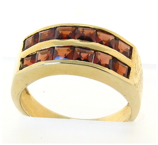 Genuine 12 Garnet Ring 14K Gold, Size 6.75